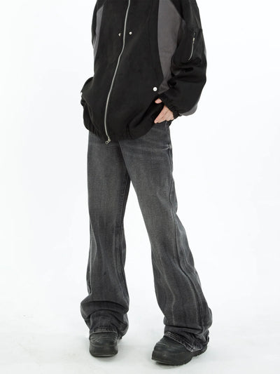 Whisker Lightning Pattern Flare Jeans Korean Street Fashion Jeans By MaxDstr Shop Online at OH Vault