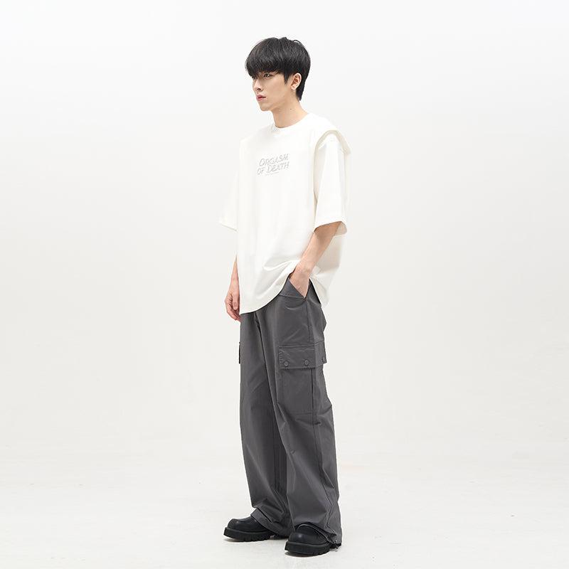 77Flight Solid Color Parachute Cargo Pants Korean Street Fashion Pants By 77Flight Shop Online at OH Vault