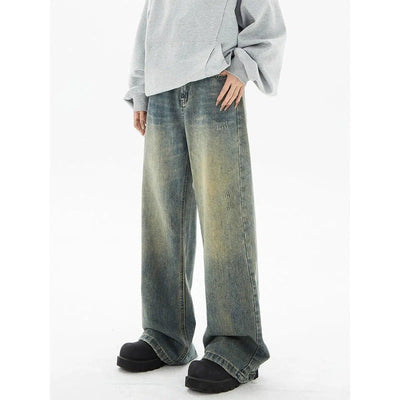 Classic Distressed Wide Jeans Korean Street Fashion Jeans By MaxDstr Shop Online at OH Vault