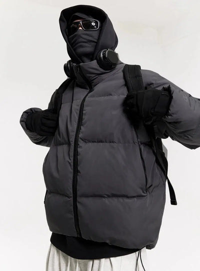 CATSSTAC Zip-Up Hooded Puffer Jacket Korean Street Fashion Jacket By CATSSTAC Shop Online at OH Vault