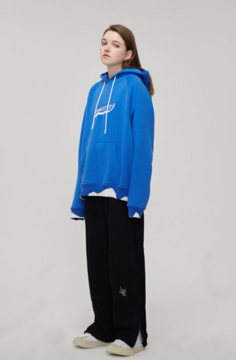 Embroidered Logo Drawstring Hoodie Korean Street Fashion Hoodie By Lost CTRL Shop Online at OH Vault