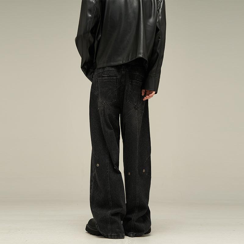 Faded Seam Detail Slant Pocket Jeans Korean Street Fashion Jeans By 77Flight Shop Online at OH Vault