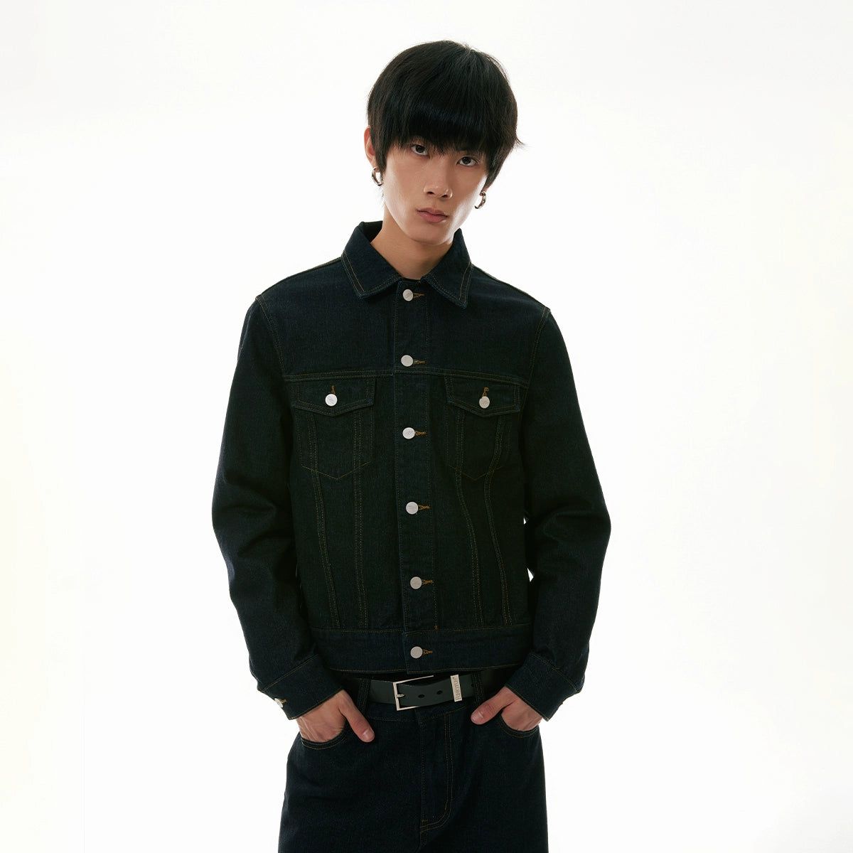 Basic Buttoned Denim Jacket Korean Street Fashion Jacket By Funky Fun Shop Online at OH Vault