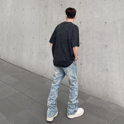 Washed Button Slim Fit Jeans Korean Street Fashion Jeans By A PUEE Shop Online at OH Vault