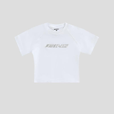 Embossed Silver Logo Regular & Cropped T-Shirt Korean Street Fashion T-Shirt By INS Korea Shop Online at OH Vault