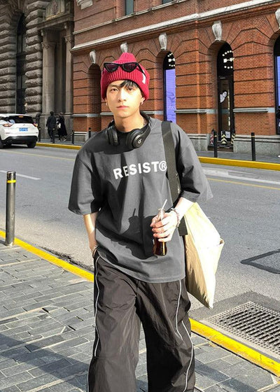 Resist Text Graphic T-Shirt Korean Street Fashion T-Shirt By Poikilotherm Shop Online at OH Vault