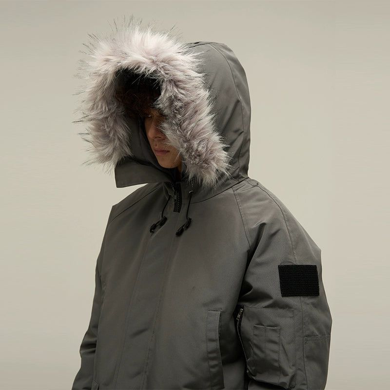 Fur Collared Puffer Jacket Korean Street Fashion Jacket By 77Flight Shop Online at OH Vault
