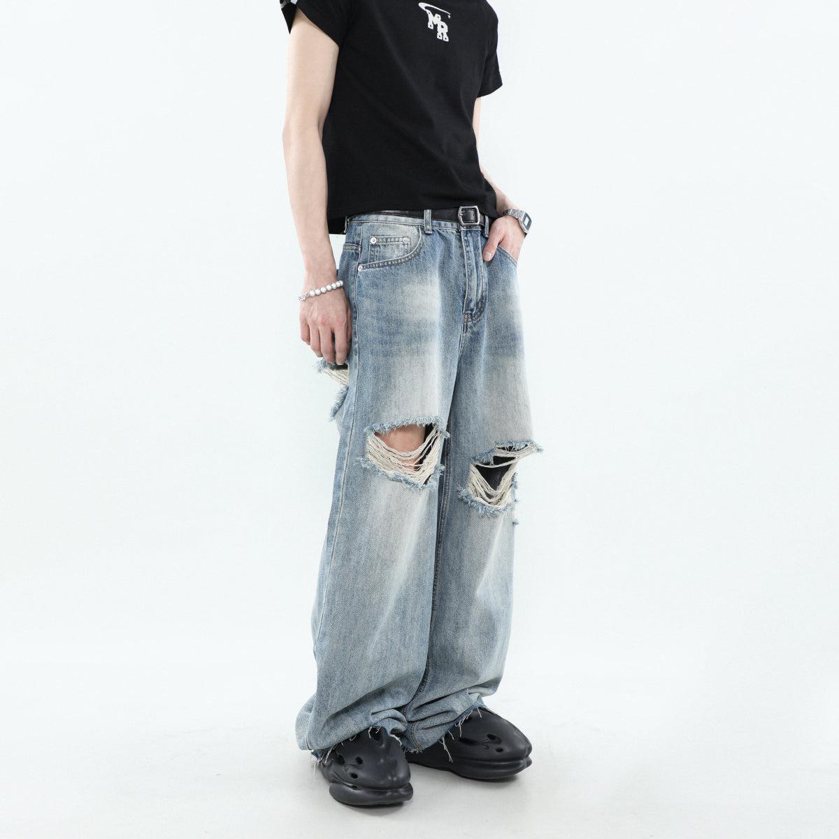 Washed Ripped Hole Jeans Korean Street Fashion Jeans By Mr Nearly Shop Online at OH Vault