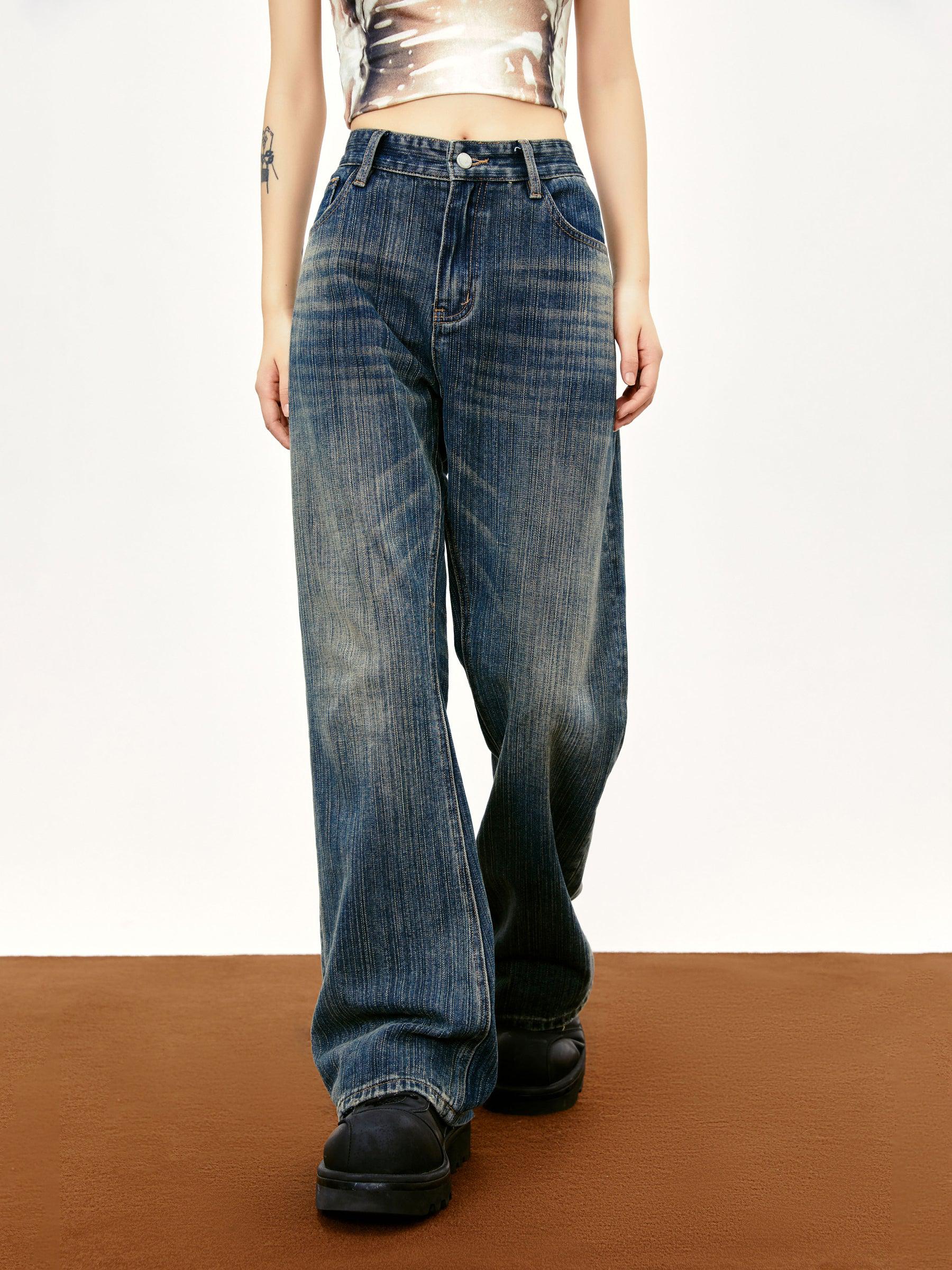 Classic Washed & Whisker Flare Leg Jeans