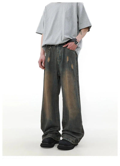 Rustic Wash Ripped Jeans Korean Street Fashion Jeans By Mr Nearly Shop Online at OH Vault
