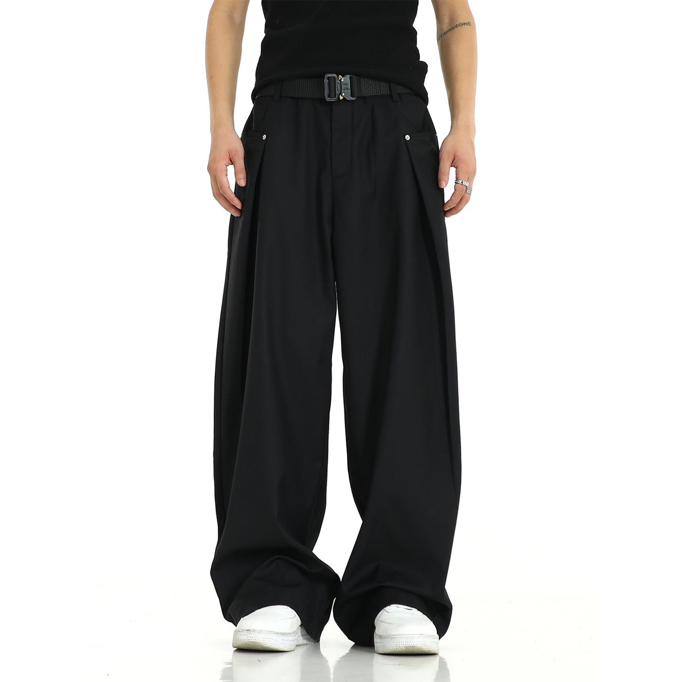 Casual Side Button Pleated Pants Korean Street Fashion Pants By MEBXX Shop Online at OH Vault