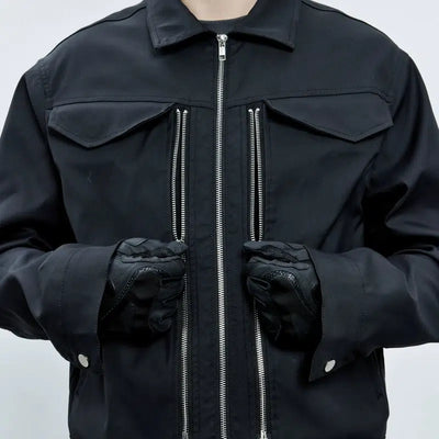 CATSSTAC Multi-Zipper Flap Pocket Jacket Korean Street Fashion Jacket By CATSSTAC Shop Online at OH Vault