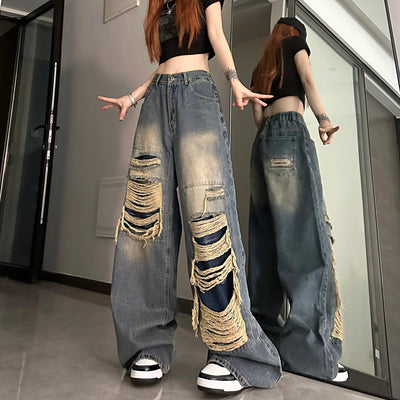 Cut Out Ripped Frayed Jeans Korean Street Fashion Jeans By Made Extreme Shop Online at OH Vault