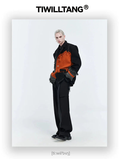 Distressed Knit Patterns Blazer Korean Street Fashion Blazer By TIWILLTANG Shop Online at OH Vault