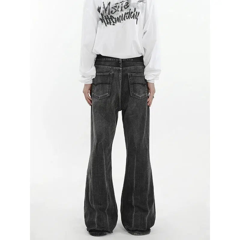 Whiskers Faded Lines Flare Jeans Korean Street Fashion Jeans By MaxDstr Shop Online at OH Vault