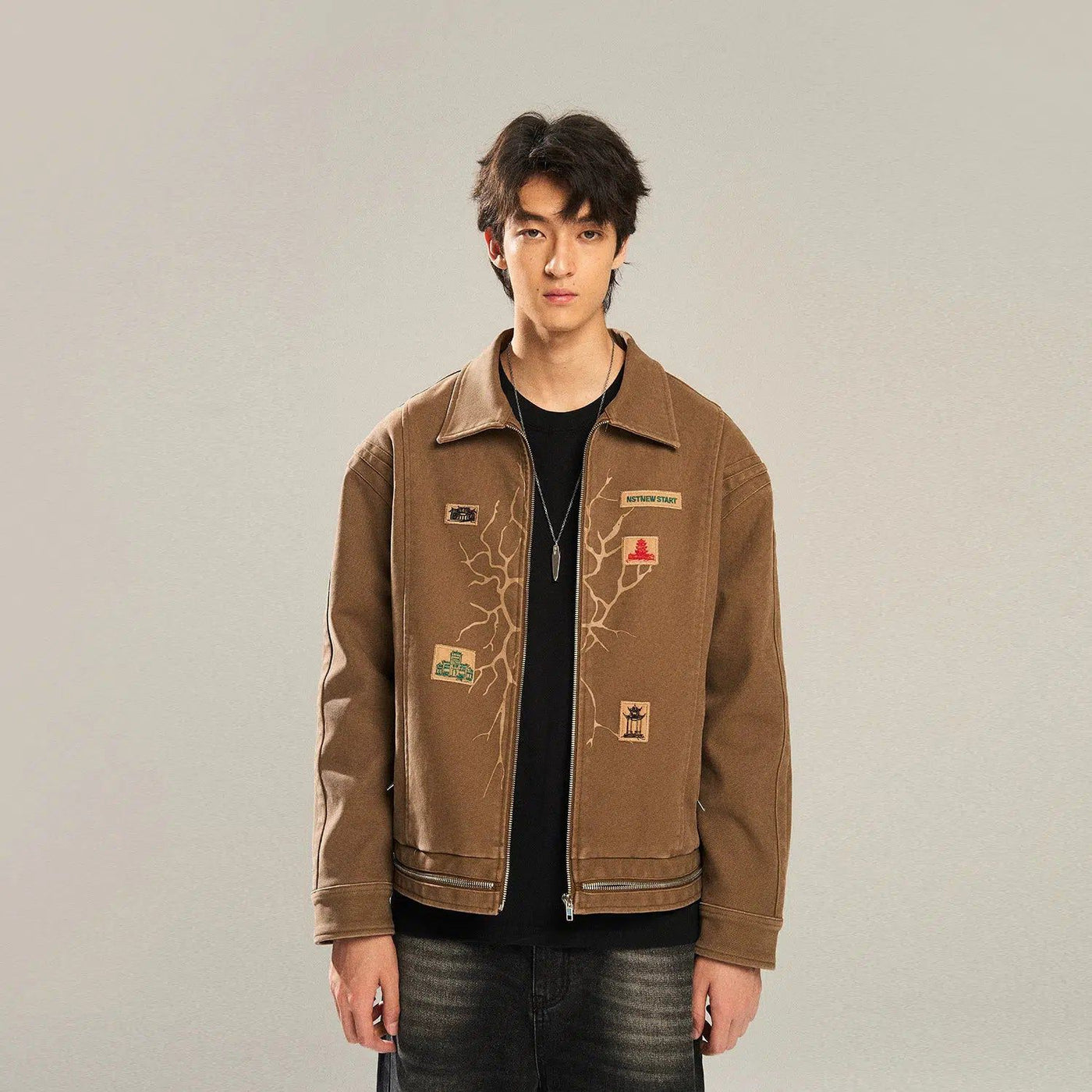 Roots Multi-Zip Denim Jacket Korean Street Fashion Jacket By New Start Shop Online at OH Vault