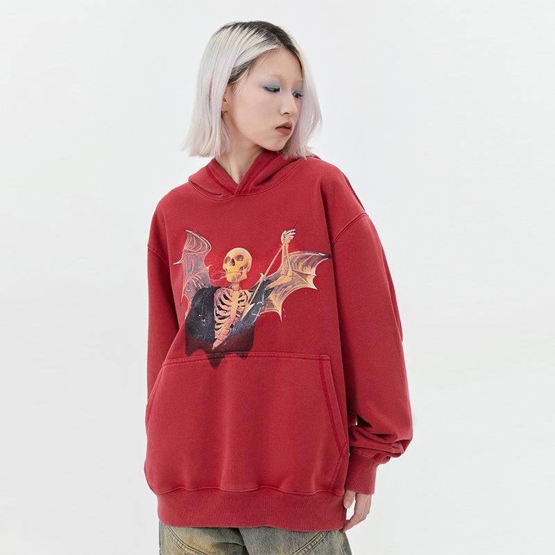 Made Extreme Skull Graphic Loose Hoodie Korean Street Fashion Hoodie By Made Extreme Shop Online at OH Vault