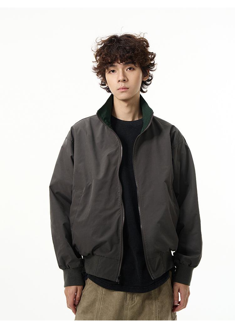 Basic Reversible Zipped Jacket Korean Street Fashion Jacket By 77Flight Shop Online at OH Vault