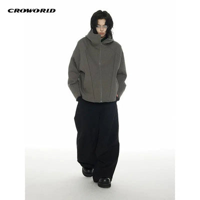 Boxy Zip-Up Versatile Jacket Korean Street Fashion Jacket By Cro World Shop Online at OH Vault