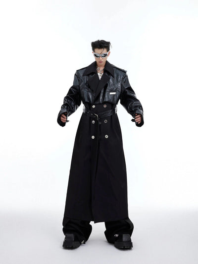 Multi-Strap PU Leather Poncho Long Coat Korean Street Fashion Long Coat By Argue Culture Shop Online at OH Vault
