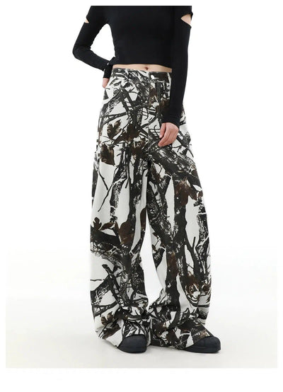 Branches Printed Straight Pants Korean Street Fashion Pants By Mr Nearly Shop Online at OH Vault