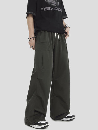 Loose Pleats Drawstring Cargo Pants Korean Street Fashion Pants By INS Korea Shop Online at OH Vault