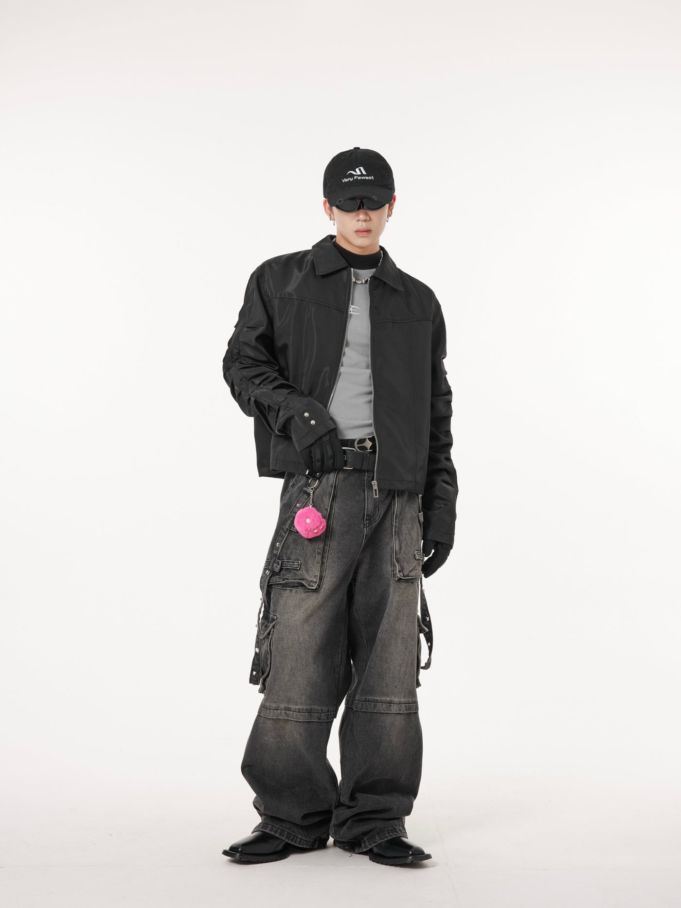 Solid Pleated Sleeves Bomber Jacket Korean Street Fashion Jacket By Dark Fog Shop Online at OH Vault