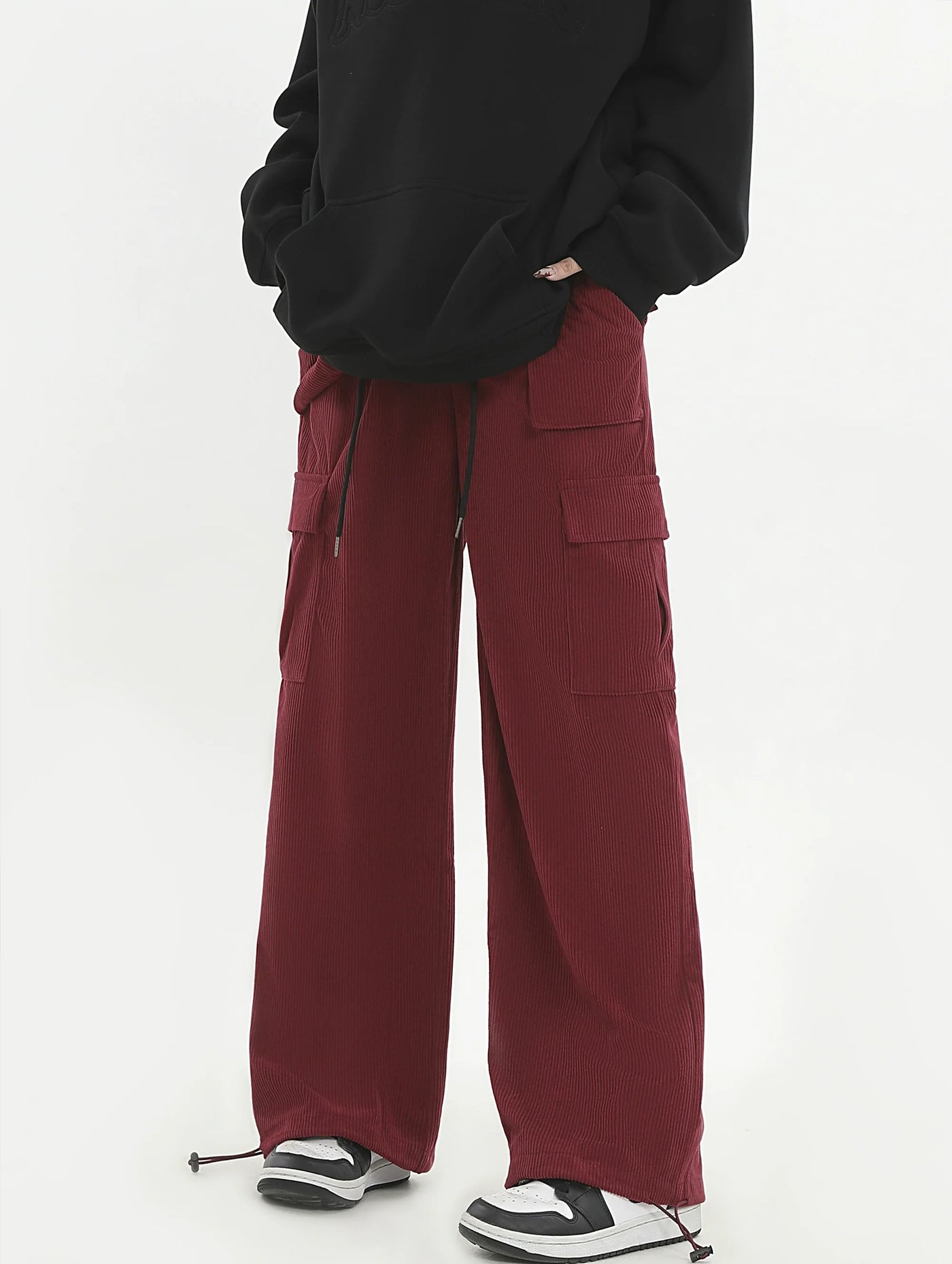 Drawstring Corduroy Cargo Pants Korean Street Fashion Pants By INS Korea Shop Online at OH Vault