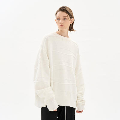 Wavy Stitched Striped Sweater Korean Street Fashion Sweater By Lost CTRL Shop Online at OH Vault