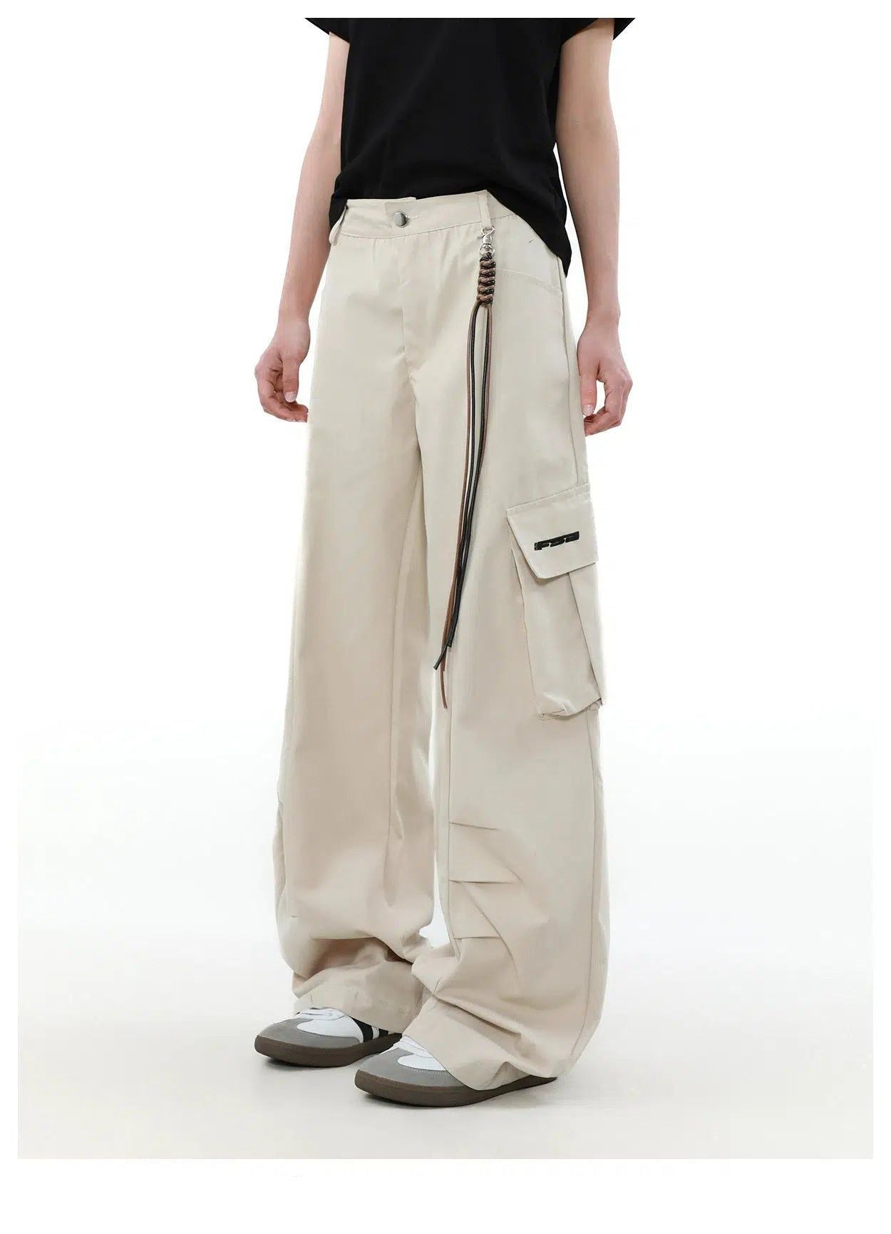Lanyard Straight Fit Cargo Pants Korean Street Fashion Pants By Mr Nearly Shop Online at OH Vault