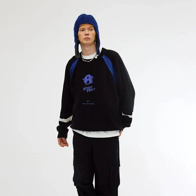 Stitched Sonic Contrast Sweater Korean Street Fashion Sweater By Roaring Wild Shop Online at OH Vault