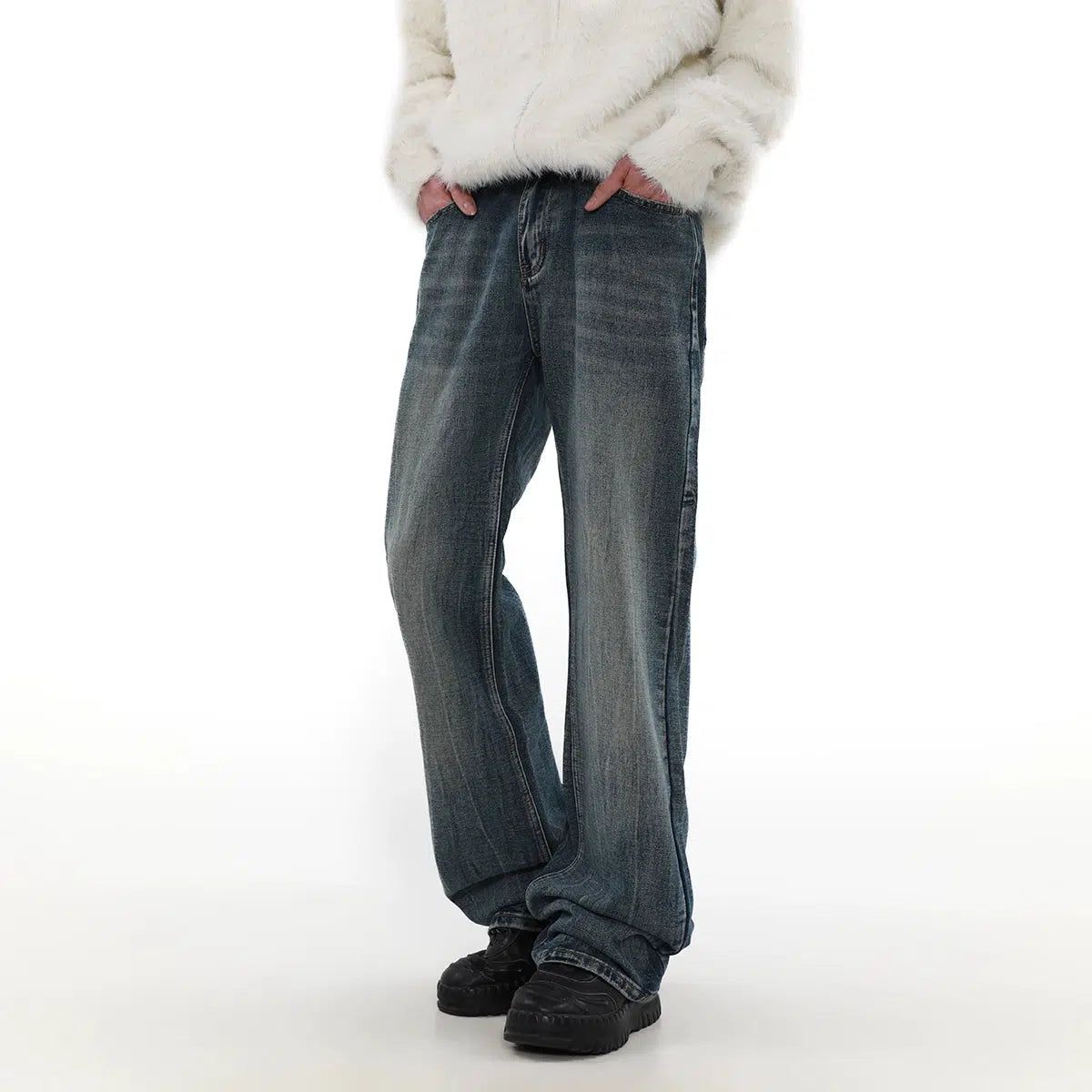 Straight Leg Bootcut Jeans Korean Street Fashion Jeans By Mr Nearly Shop Online at OH Vault
