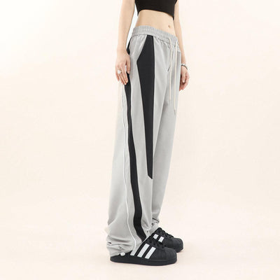 Mr Nearly Color Contrast Drawstring Sports Pants Korean Street Fashion Pants By Mr Nearly Shop Online at OH Vault