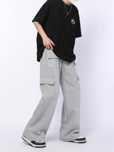 Solid Multi Pocket Loose Fit Sweatpants Korean Street Fashion Pants By Made Extreme Shop Online at OH Vault