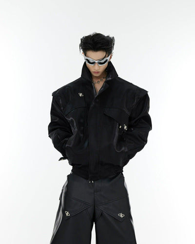 Argue Culture Metal Detailed Zip-Up Cropped Jacket Korean Street Fashion Jacket By Argue Culture Shop Online at OH Vault