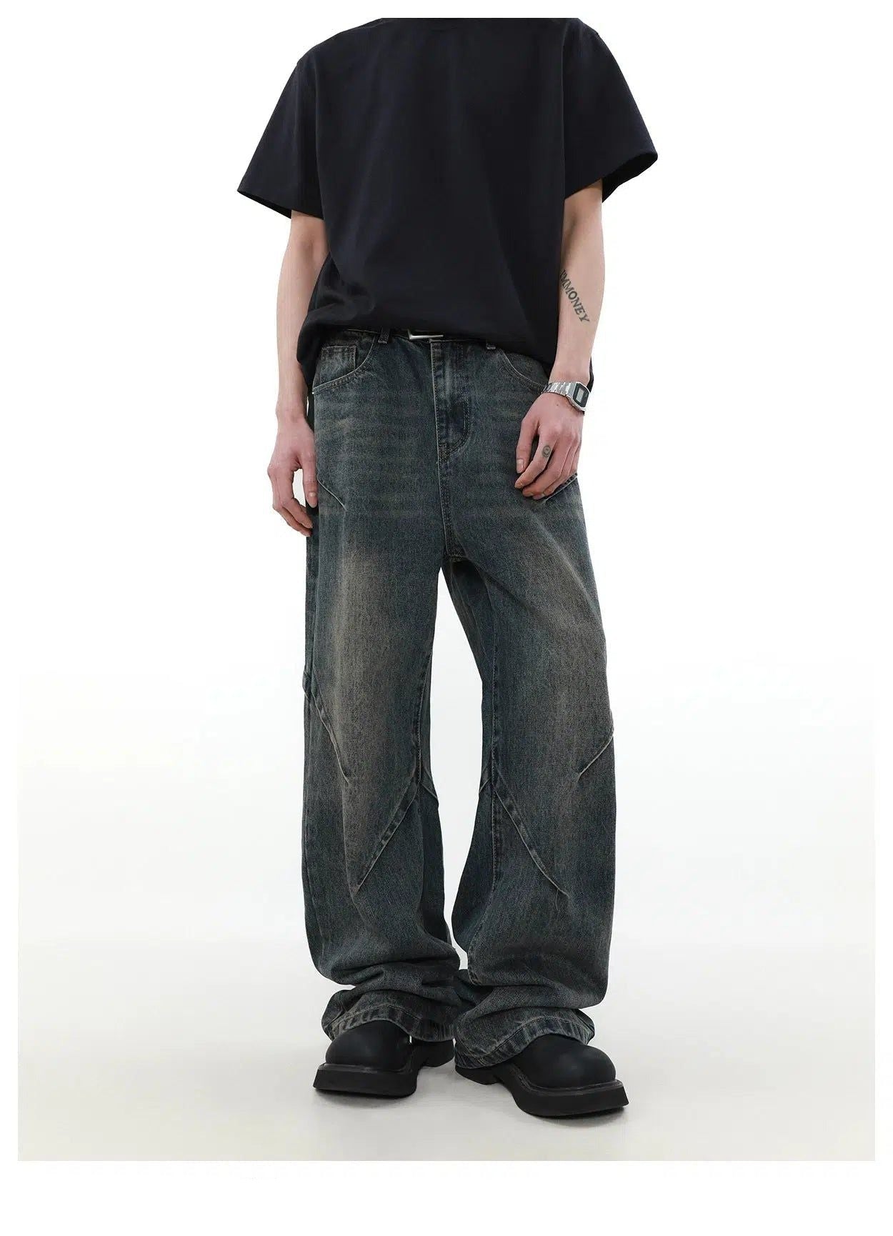 Faded Structured Jeans Korean Street Fashion Jeans By Mr Nearly Shop Online at OH Vault
