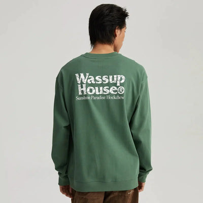 WASSUP Text Print Casual Crewneck Korean Street Fashion Crewneck By WASSUP Shop Online at OH Vault