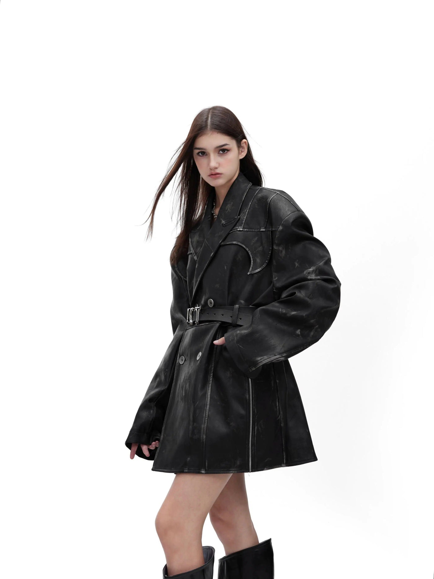 Smudges Loose PU Leather Blazer Korean Street Fashion Blazer By Argue Culture Shop Online at OH Vault