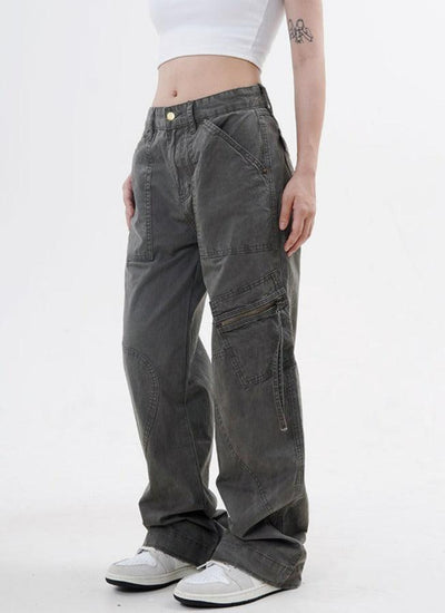 Multi-Pocket Stitched Detail Pants Korean Street Fashion Pants By Made Extreme Shop Online at OH Vault