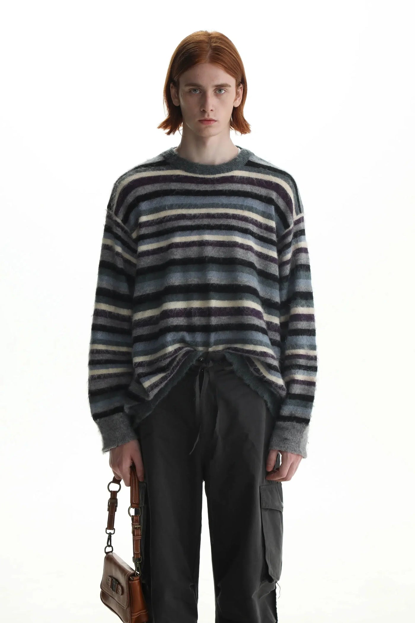Striped Fuzzy Cardigan & Sweater Set Korean Street Fashion Clothing Set By Mason Prince Shop Online at OH Vault