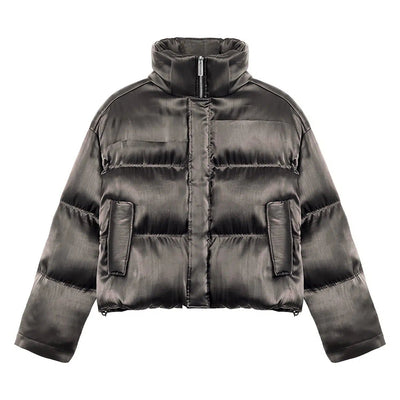 Side Pocket Shiny Puffer Jacket Korean Street Fashion Jacket By Terra Incognita Shop Online at OH Vault