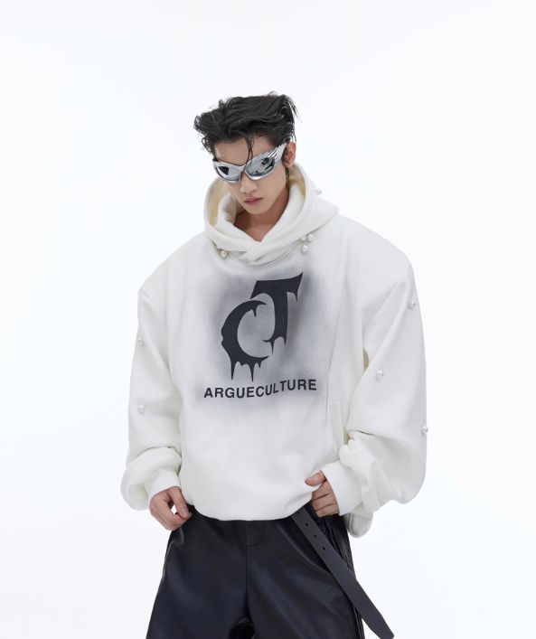 Logo Smudge Loose Hoodie Korean Street Fashion Hoodie By Argue Culture Shop Online at OH Vault