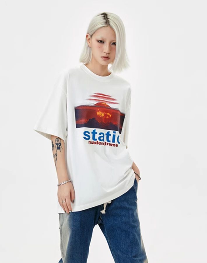 Static Graphic T-Shirt Korean Street Fashion T-Shirt By Made Extreme Shop Online at OH Vault