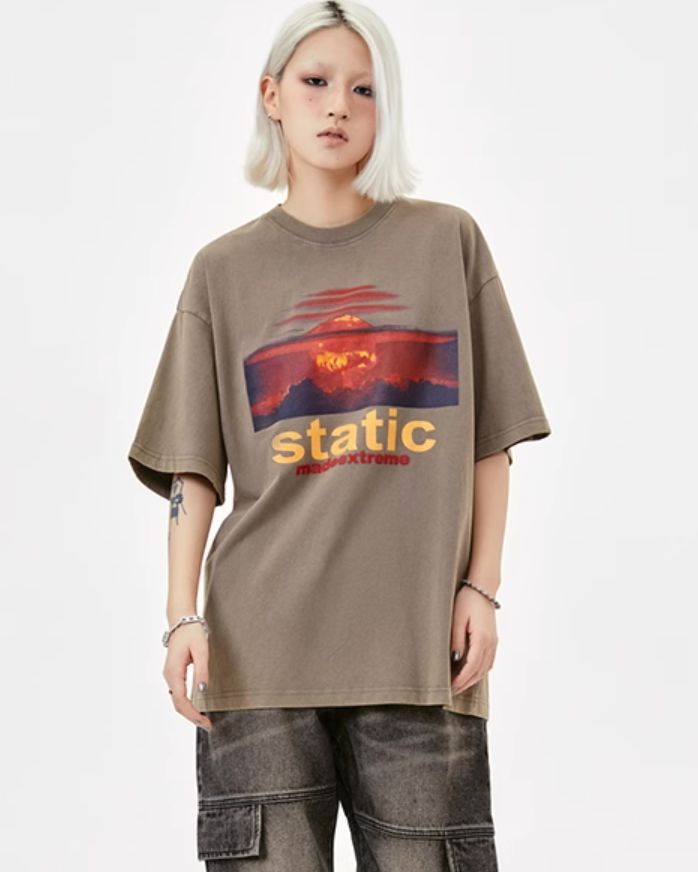Static Graphic T-Shirt Korean Street Fashion T-Shirt By Made Extreme Shop Online at OH Vault