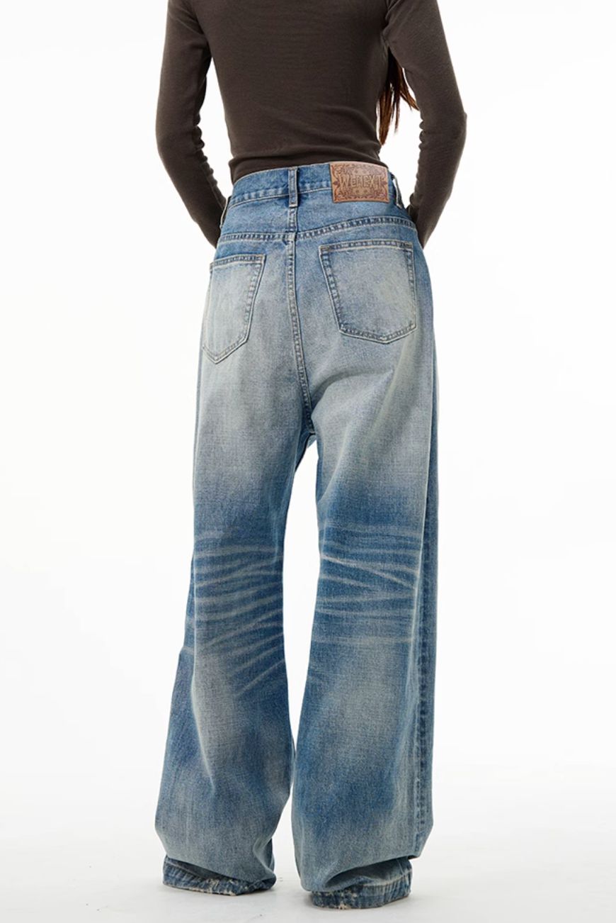 Faded Buttons-Up Jeans Korean Street Fashion Jeans By 77Flight Shop Online at OH Vault