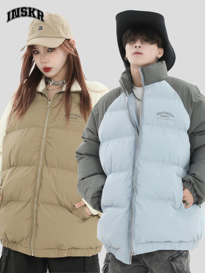 Contrast Zipped Puffer Jacket Korean Street Fashion Jacket By INS Korea Shop Online at OH Vault