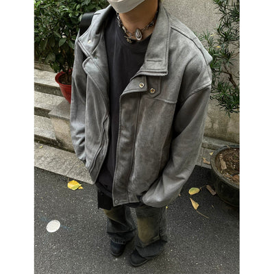 SuedeTextured Button & Zip Jacket Korean Street Fashion Jacket By MaxDstr Shop Online at OH Vault