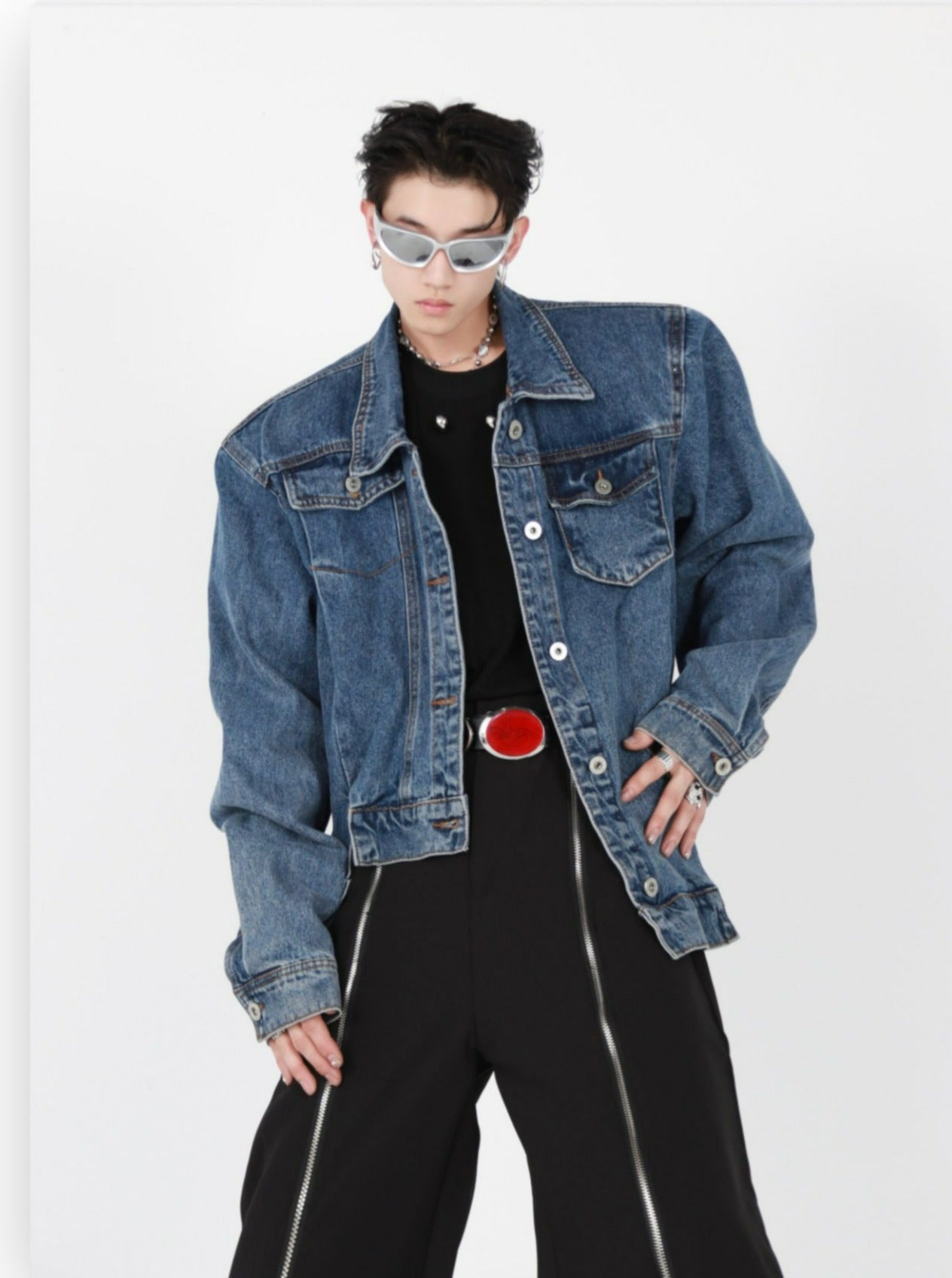 Asymmetrical Hem Denim Jacket Korean Street Fashion Jacket By Argue Culture Shop Online at OH Vault