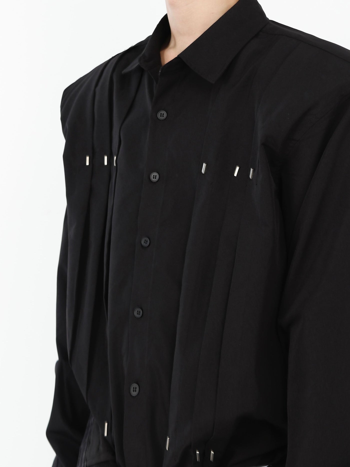 Metal Pleated Long Sleeve Shirt Korean Street Fashion Shirt By Argue Culture Shop Online at OH Vault