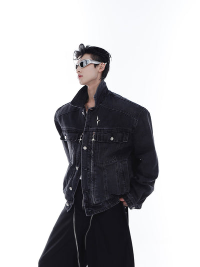 Metal Zipped Denim Jacket Korean Street Fashion Jacket By Argue Culture Shop Online at OH Vault